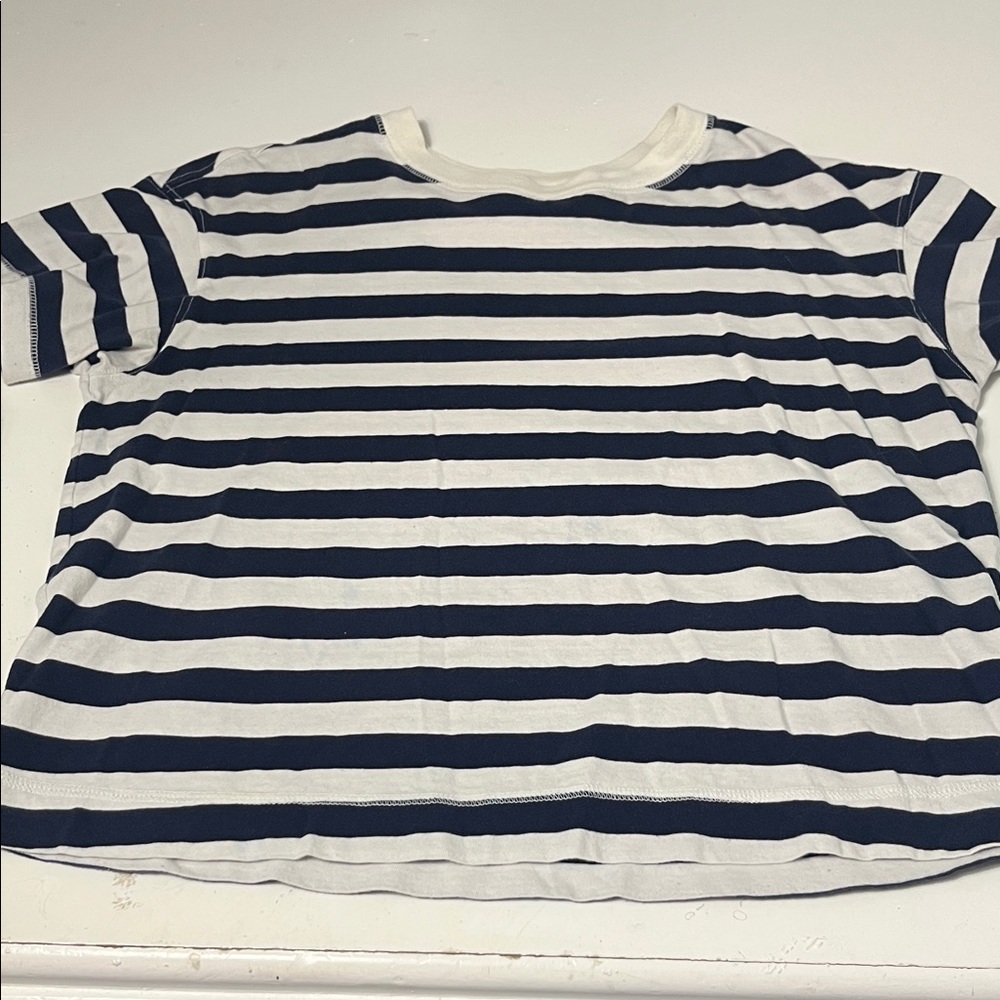 Old Navy Small Blue and White Striped Short Sleeve Basic T Shirt